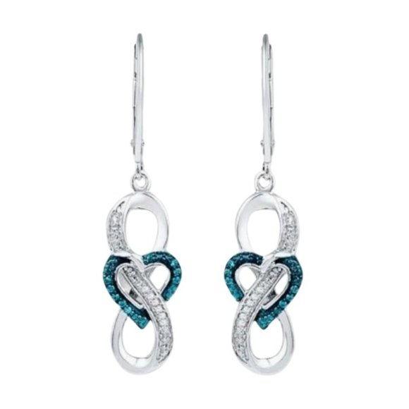 NWT Blue Crystal and Infinity Heart Earrings - Picture 2 of 2